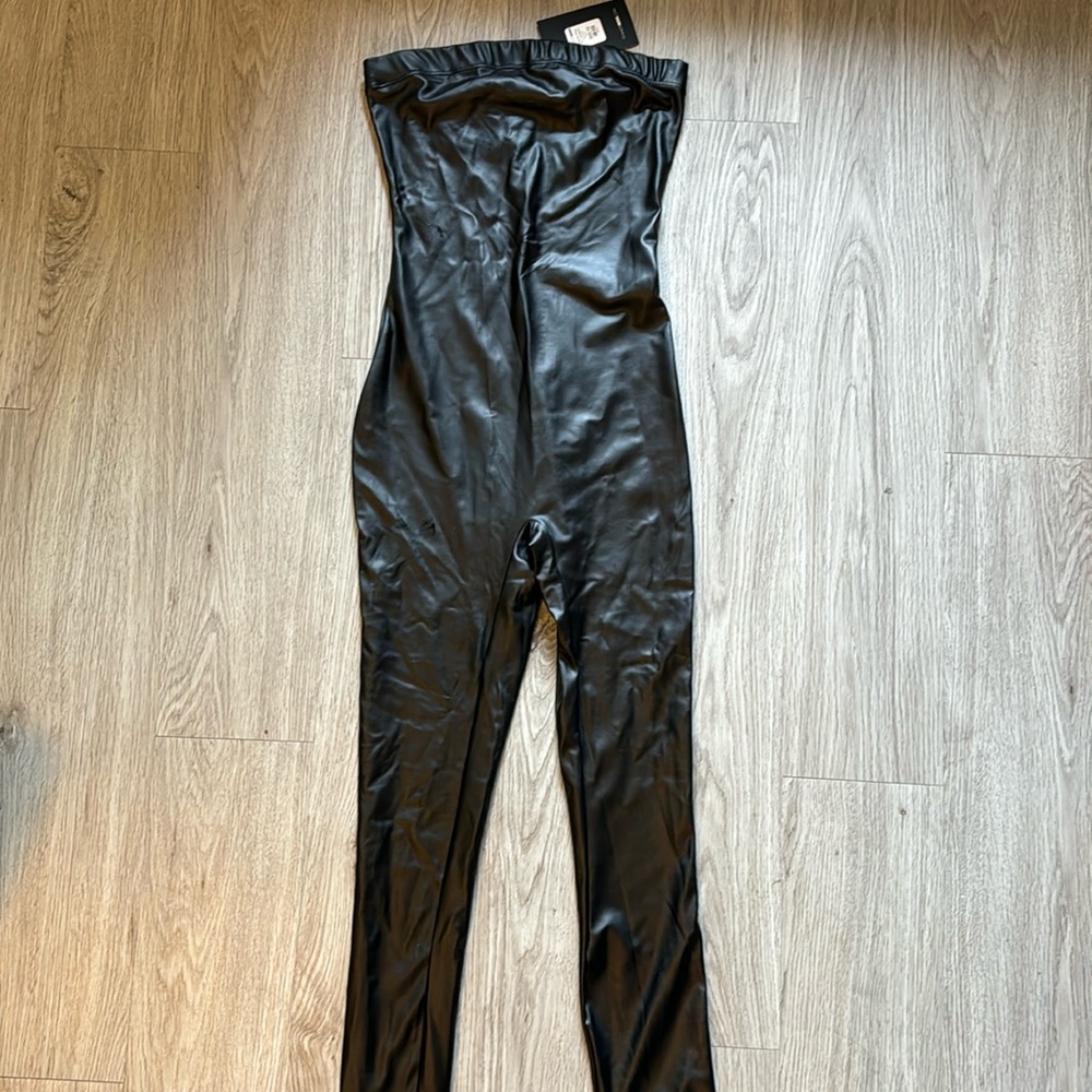 Leather jumpsuit. Fashion Nova